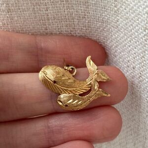 Etched Gold Whale Pendant